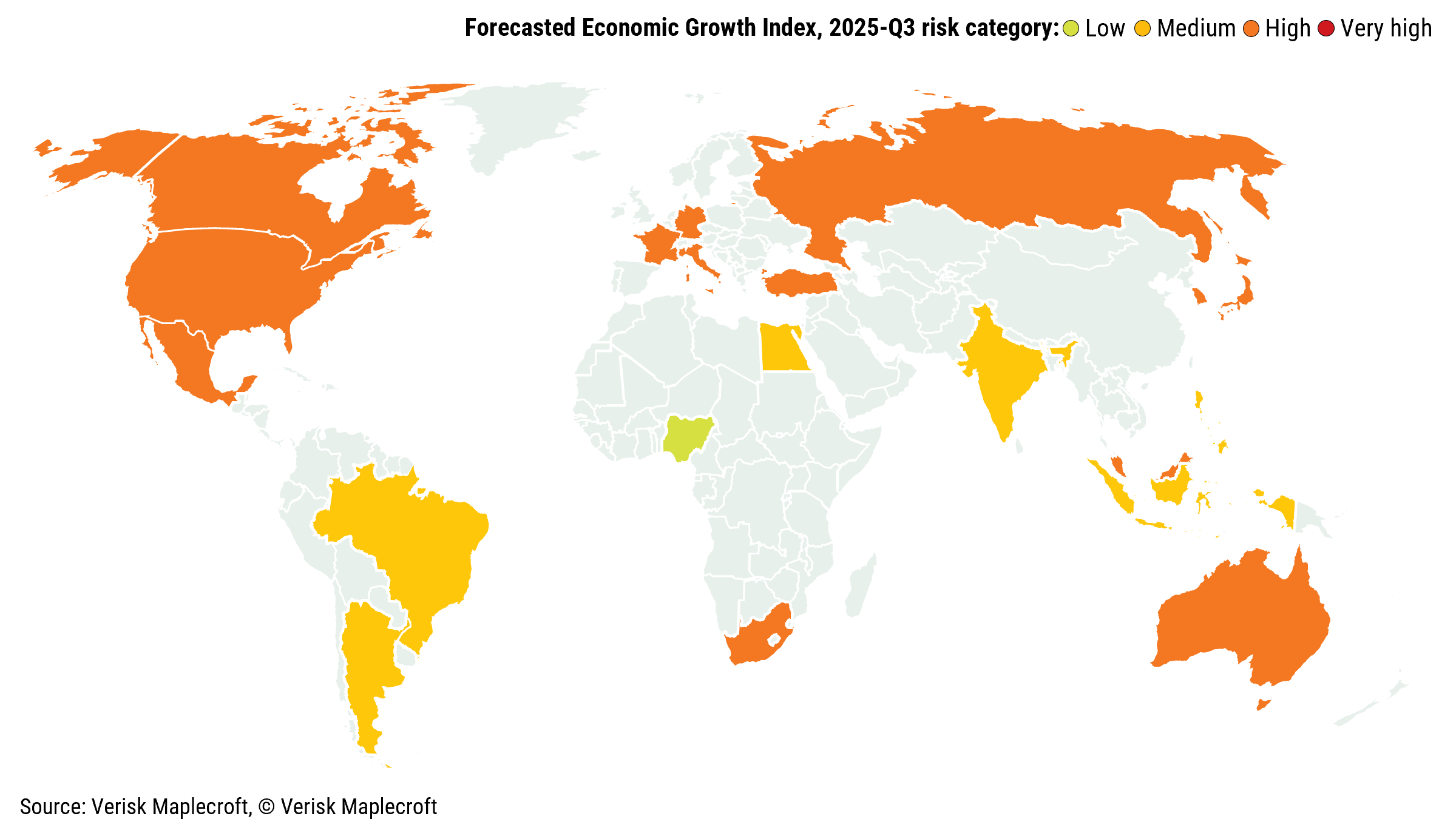 Figure 2: Economic pressures present challenges in countries already facing high levels of civil unrest risk  