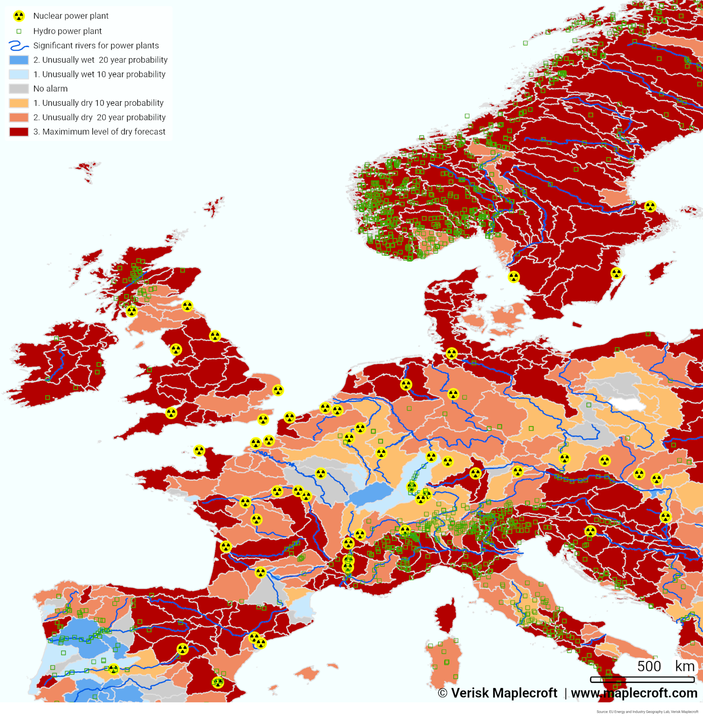 70% of EU hydro and nuclear plants affected by drought, August 22